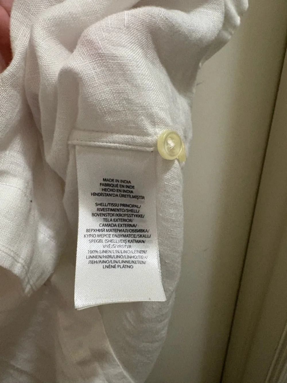 Polo Ralph Lauren Mens Large 100% Linen Short Sleeve Button Up Shirt White Beach - Picture 3 of 5